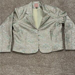 Old Navy Women's Blazer in Green and Cream Floral